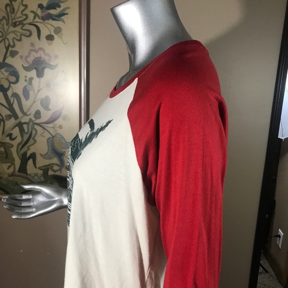 Natural Reflections Truck Raglan 3/4 Sleeve Baseball T-Shirt Crew Neck Christmas - Picture 5 of 10